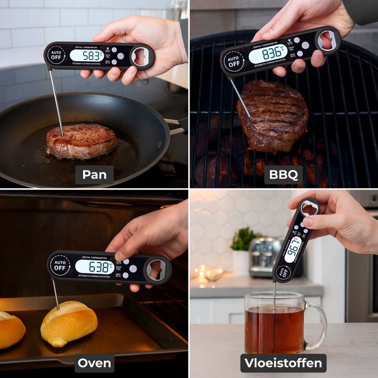 Nuvance Fleischthermometer - BBQ Zubehör - Digitales Thermometer - Kochen - für Küche, Ofen, Kern, Lebensmittel & Zucker