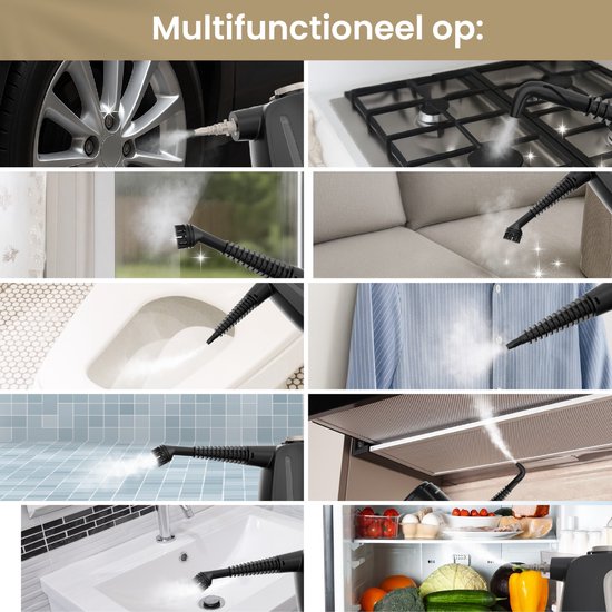 Vapore 11-in-1 Dampfreiniger - 1350W - 530ML - Inkl. Aufbewahrungsbeutel - Für Boden, Bad, Kleidung und Sofa - Schwarz