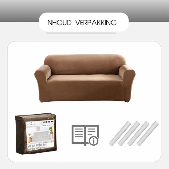 Hilvard - Sofabezug 3-Sitzer-Sofas - (185 - 230 cm) - Sand - Samt - Stretch - Sofaschoner - Möbelbezug - Gegen Beschädigungen und Flecken - Sitzbezug - Sitzbezug