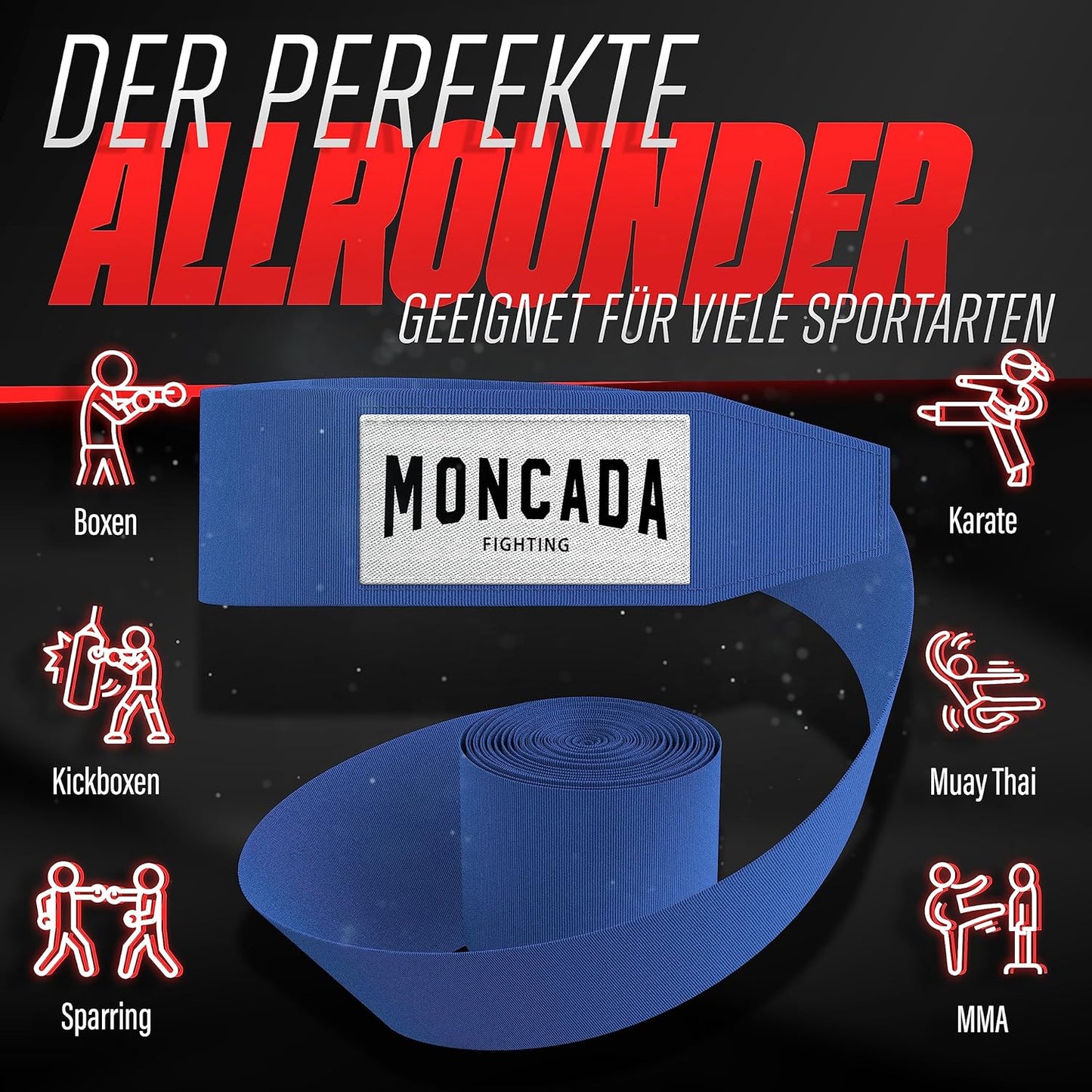 Moncada Fighting Boxing Bandage - 4m - Blau