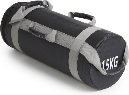 Rebblo Powerbag 15 kg - Trainingssandsack mit Griffen - Krafttraining - Polyester - Sport-Sandsack - ⌀ 23 x 59 cm