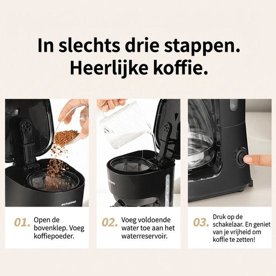 Ochama Tropfkaffeemaschine, kompakte, vollautomatische Filterkaffeemaschine, Mini-Kaffeemaschine für zu Hause und das Büro, inklusive Kaffeekanne