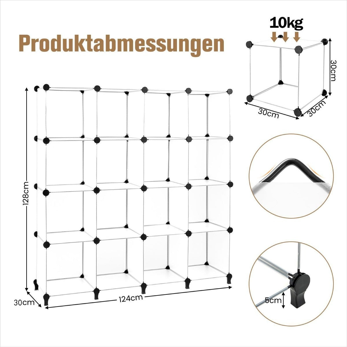 Coast Cube -plank met 16 proefpersonen modulaire opslagplank 125 x 31 x 129 cm half -transparant