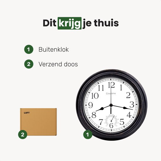 Air Outdoor Uhr - Wasserdicht - Gartenuhr - Retro Uhr - Bahnhofsuhr doppelseitig - Wanduhr
