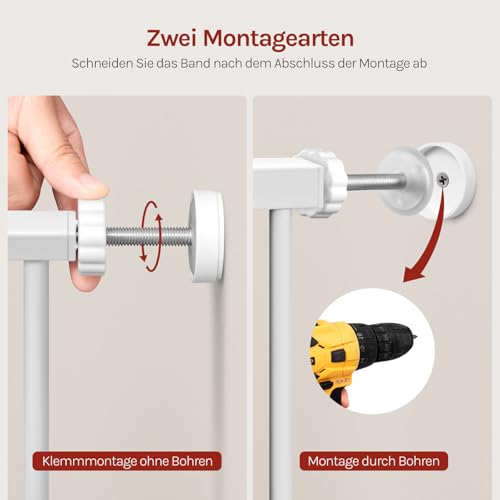 Woltu Sicherheitstor für Treppen und Türen - Weiß - 75-97 cm Verstellbar
