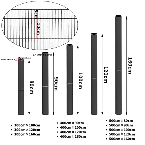 Woltu PVC Garden Screen - Grau - 500 x 100 cm - Wetterfest und UV-beständig