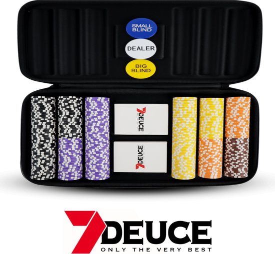 7DEUCE Poker Set - Starter Set - 300 Chips - Stoff - Pokerchips - Poker - Erwachsene