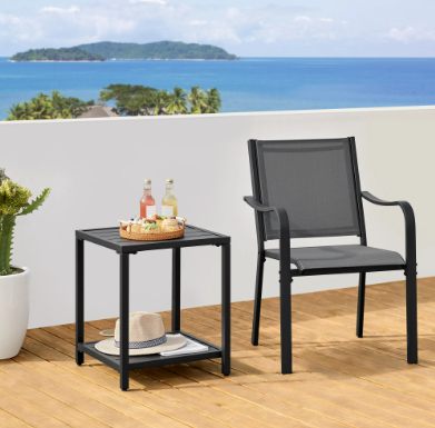 Yaheetech Beistelltisch – Gartentisch Schwarz 45 x 45 x 54 cm