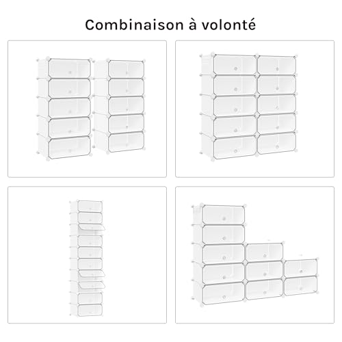Woltu Schuhschrank mit 10 Fächern Weiß 40 x 30 x 170 cm