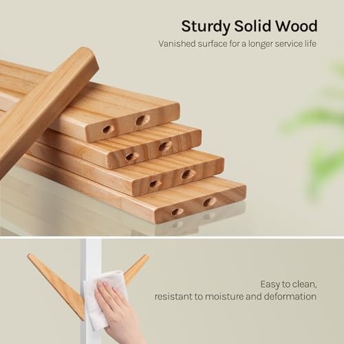 Woltu Garderobe mit 8 Haken Weiß und Natur 180 cm