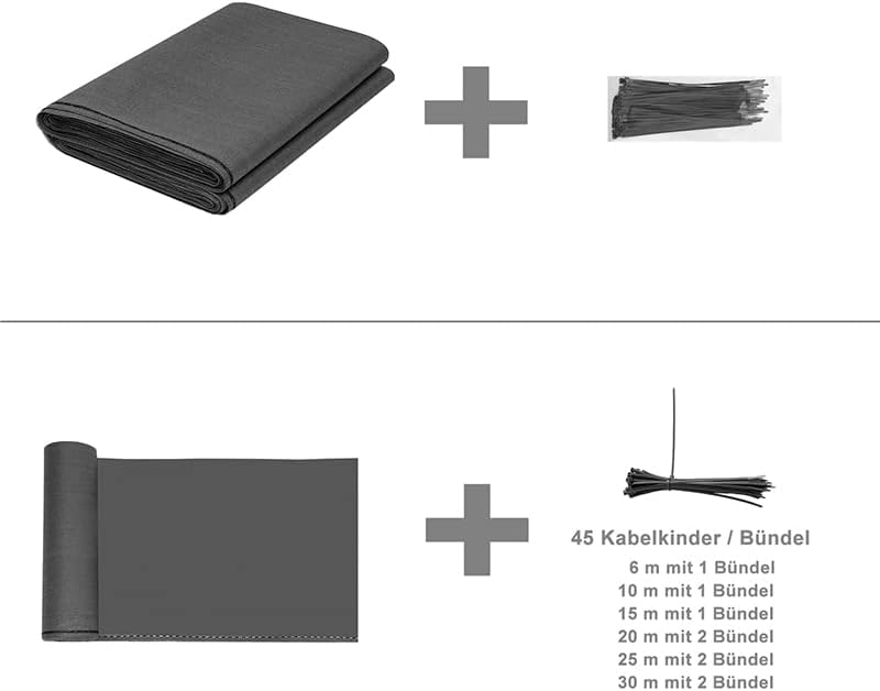 Woltu Fence Screen 1,5 x 25 m - Anthrazit - HDPE-Schattennetz 150 g/m² - Sicht- und Windschutz