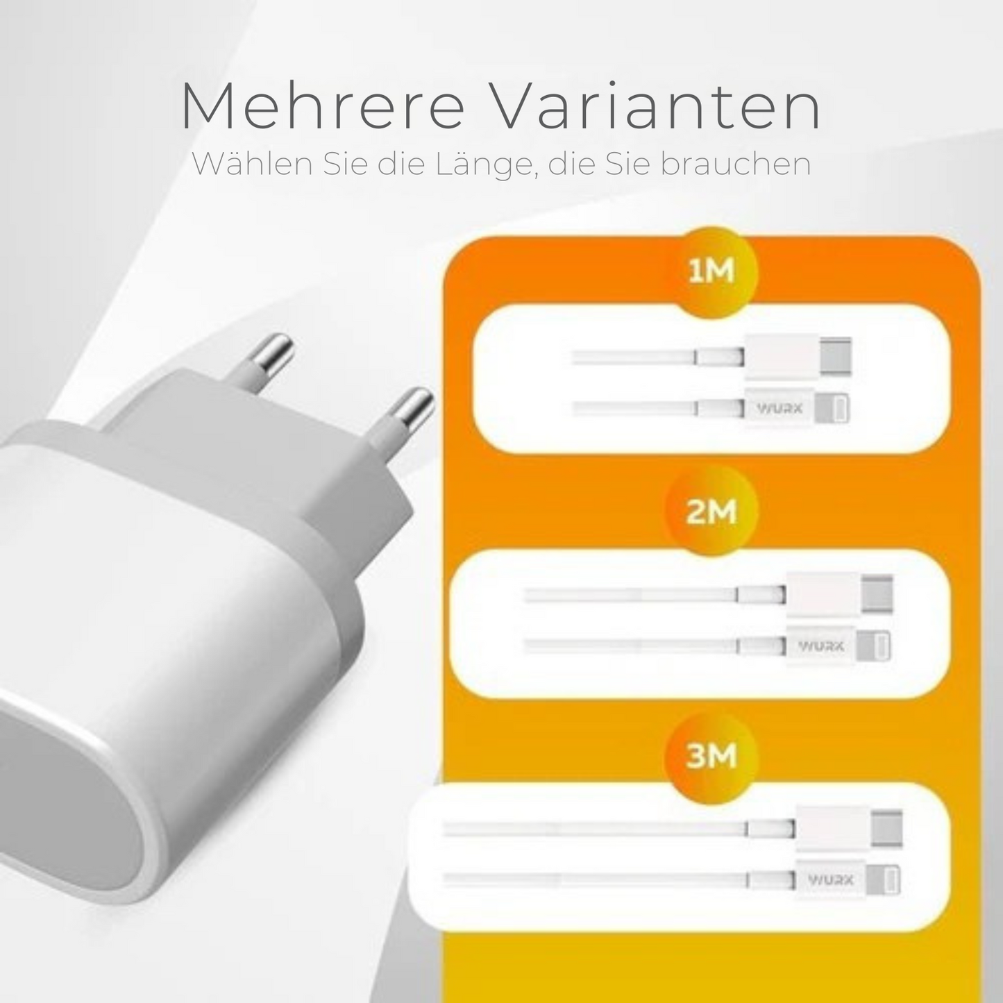 Wurk - Ladegerät - Geeignet für iPhone und iPad - 20W Schnellladegerät - 1M Ladekabel - Weiß