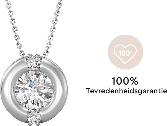 Yolora Damenhalskette mit rundem Anhänger - Kalpa Camaka Kristall - Silber - 18K Weißgold vergoldet - Damenhalskette Silber - Schmuck - Luxuriöse Geschenkverpackung Geschenkbox - Exklusive Geschenkbox - Schöne Geschenkverpackung