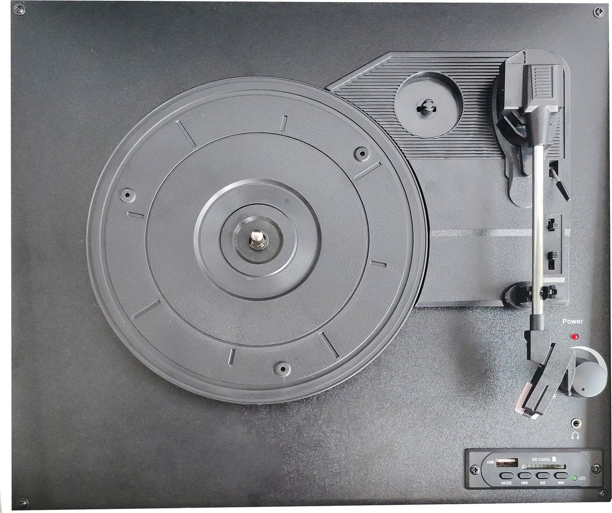 Denver Plattenspieler - Bluetooth - Integrierte Lautsprecher - FM Radio - Autostop - Retro - Grau