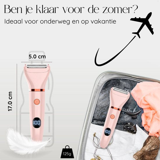 2-in-1 Ladyshave mit Display - Gesicht - Achseln - Beine - Bikinizone - Sansbeauté® - Rasierer Damen - Gesichtshaarentfernung Damen - Trimmer Damen - Ladyshaves Bikini - USB Wiederaufladbar