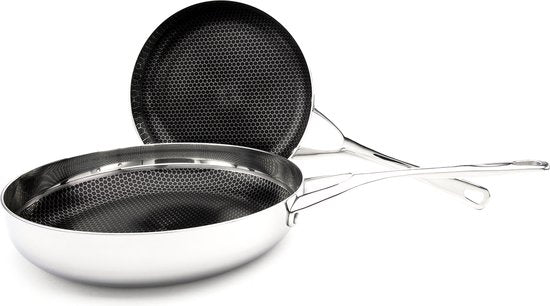 Crowd Cookware - Blackbeard Pfannenset - Ø24 + 28 cm - Edelstahl - Kratzfest und antihaftbeschichtet - Geeignet für alle Wärmequellen einschließlich Backofen - Spülmaschinenfest
