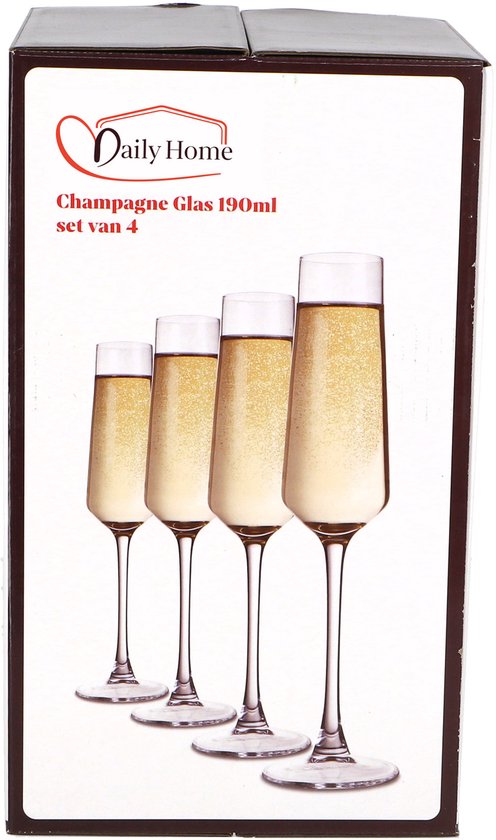 Daily Home Champagnergläser-Set – 4 Stück luxuriöses Glasgeschirr.