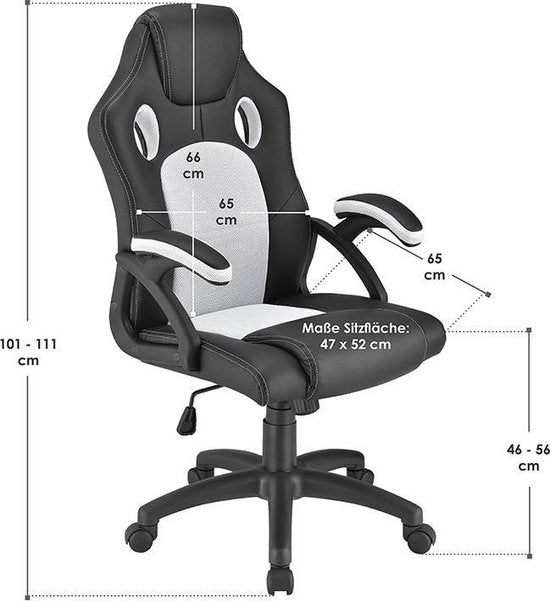 Racing Schreibtischstuhl/Spielesessel Montreal - Weiß