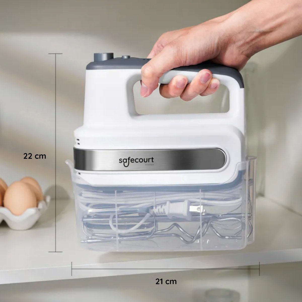 Safecourt Küchenhandmixer - Vielseitiger 5-Gang-Handmixer - Aufbewahrungshalter - Leistungsstark & kompakt