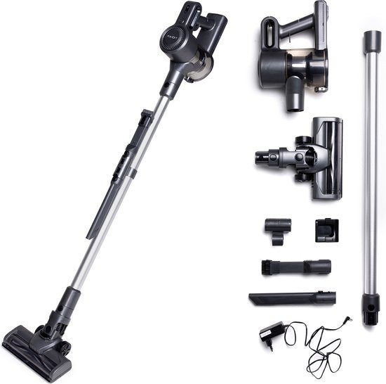 Nexxt Cordless Stick Vacuum Cleaner mit Cyclone Technology - Leichter Staubsauger mit beutelloser Staubabsaugung - HEPA 13 Filter - Komplettset - Schwarz
