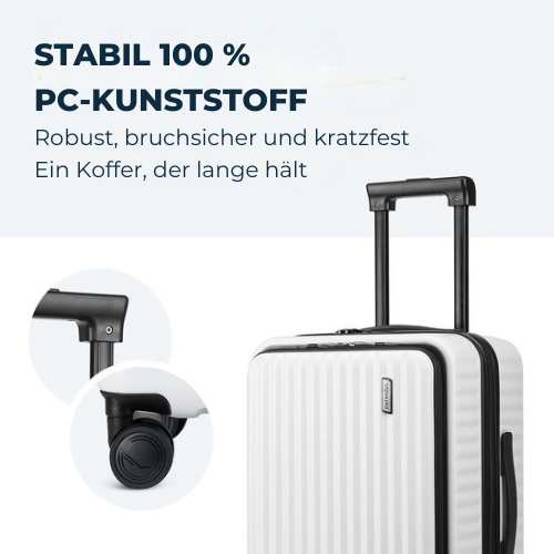 Pathsail - Handgepäck Koffer mit Fronttasche - inkl. TSA-Schloss & Spinner-Räder - Leicht - Weiß