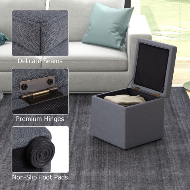 Coast Hocker - Aufbewahrung - 35L - Leinenpolsterung - 40 x 40 x 40cm - Grau
