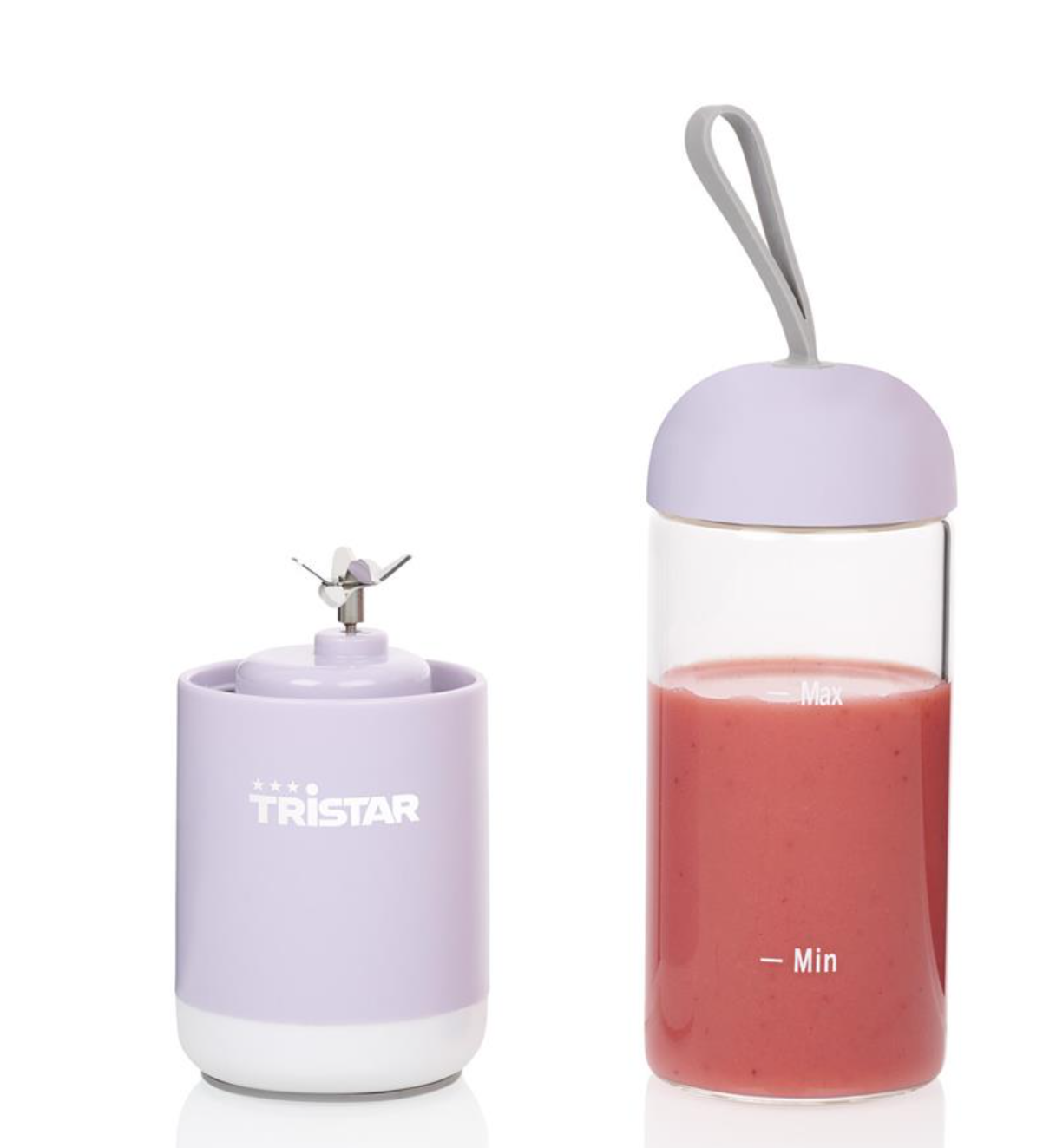 Tristar PD-4981L Mini-Mixer für unterwegs – kabellos – Glasbecher 280 ml – Lila