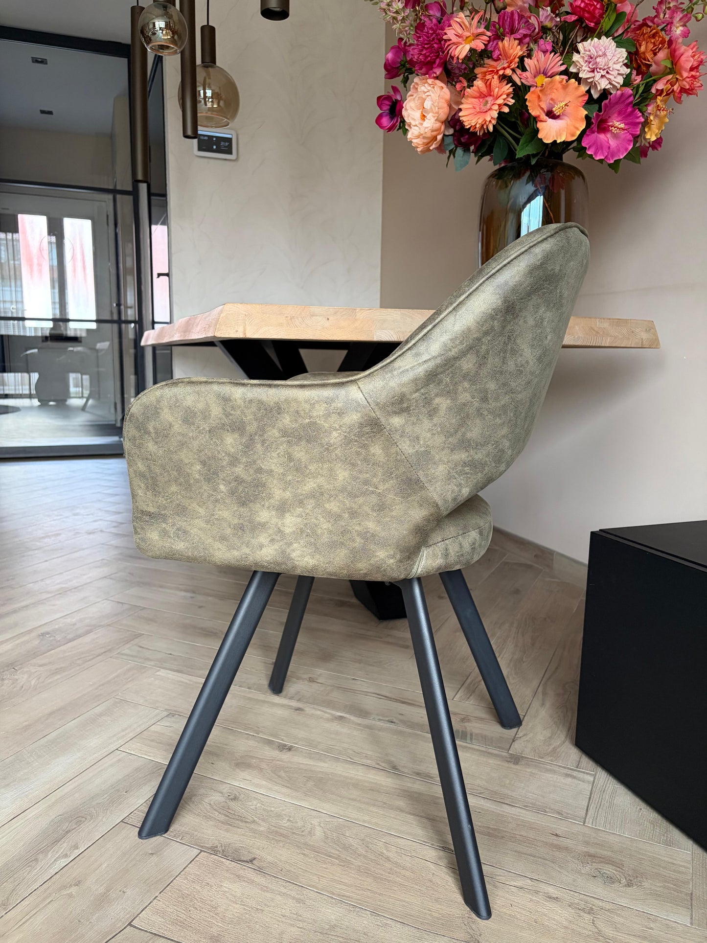 Furniture31 Tenno Esstisch-Drehstühle 2er-Set - Mikrofaser - 55 x 45 x 88 cm - 360° drehbar