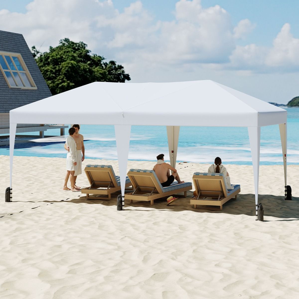 Coast Pop-up-Partyzelt – zusammenklappbares Design – mit Transporttasche auf Rädern – grau 3 x 6 m