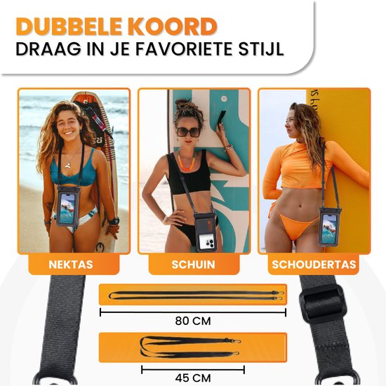 Drivv. Wasserdichte Handytasche - schwimmend - Doppel-Clip-Verschluss - bis zu 6,8 Zoll - Unterwasser-Telefonhülle - Schwarz
