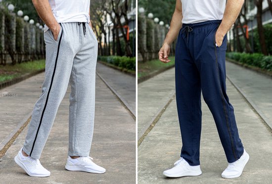 Milanoro - 2er-Set sportliche, bequeme Herren-Sweatpants - Marineblau/Anthrazit - S