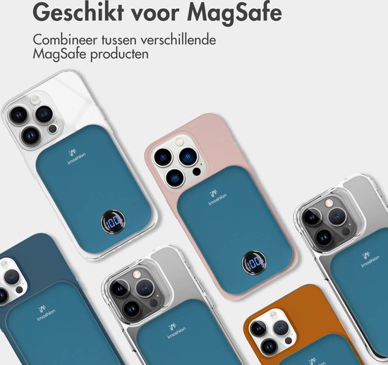 imoshion Powerbank 10000 mAh - Geeignet für MagSafe - Schnellladegerät 22,5W - LED-Anzeige - USB C & USB A - Wireless Powerbank Geeignet für iPhone 12/13/14/15/16 - Dunkelblau