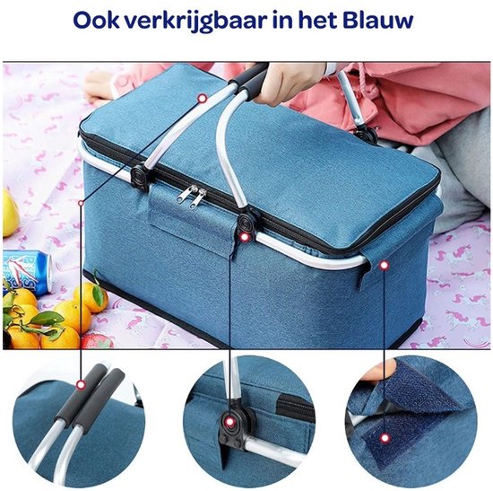 Ceruzo Kühlkorb Rot - Picknickkorb-Aluminium-Oxford-Stoff-Faltbar