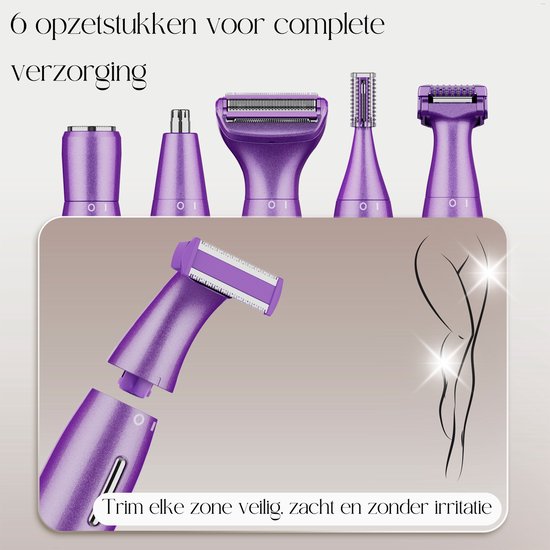 6-in-1 Bikini-Trimmer - Sansbeauté® - Gesicht - Achseln - Beine - Bikinizone - Augenbrauentrimmer - Gesichtshaarentfernung Damen - Intimzone - Ladyshaves Bikini - Epilierer elektrisch