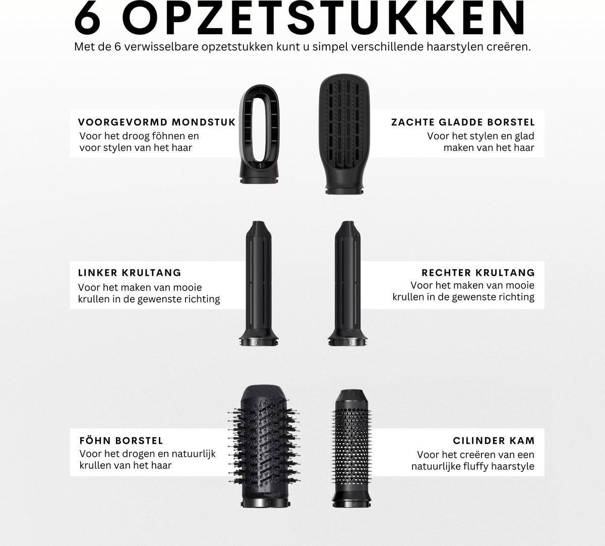 Achaté Multistyler Lockenbürste - 6 in 1 Lockenstab - Kompakte Föhnbürste - Anti Clit