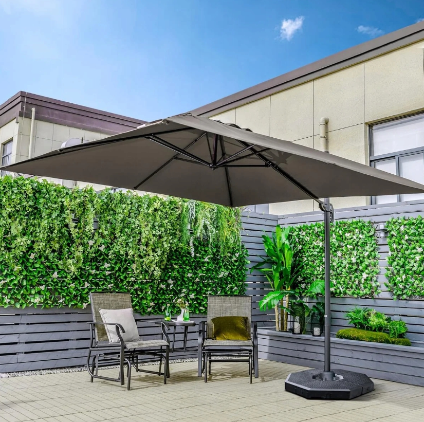Coast Terrassen-Sonnenschirm - 3 Neigungen - 360 Grad Drehung - 300 x 300 x 273 cm - Grau