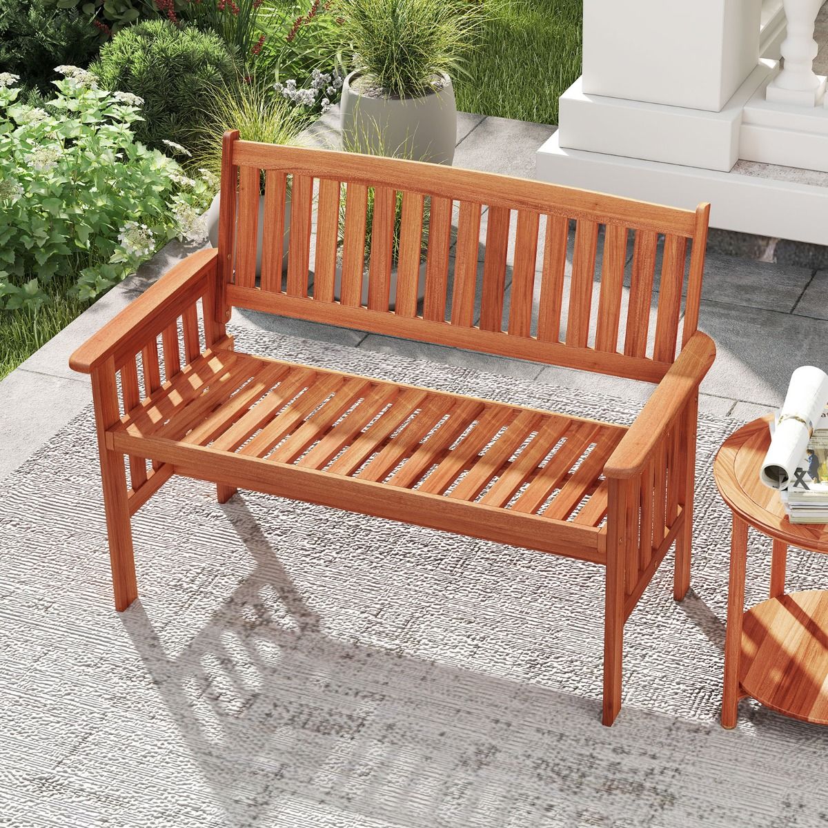 Coast Gartenbank aus Holz – 2-Sitzer – verstellbare Rückenlehne – natur – 119 x 59,5 x 89 cm