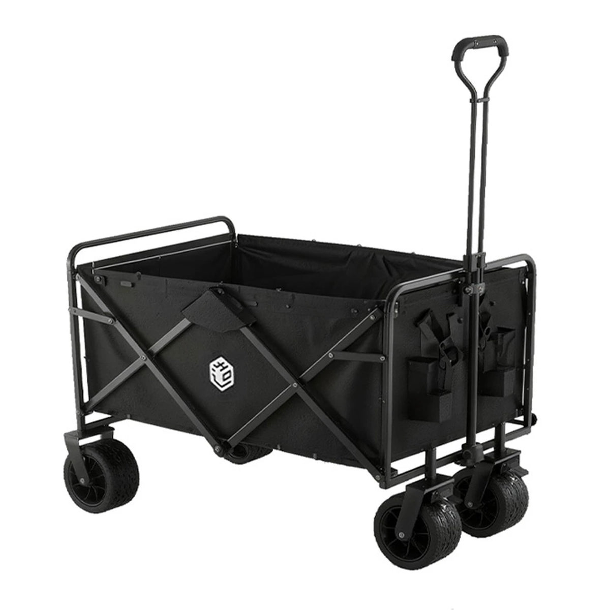 ochama Campingwagen 150 l – Zusammenklappbarer Handwagen mit Kugellagern – 260 kg Tragkraft – 300 l Stapelkapazität – Schwarz