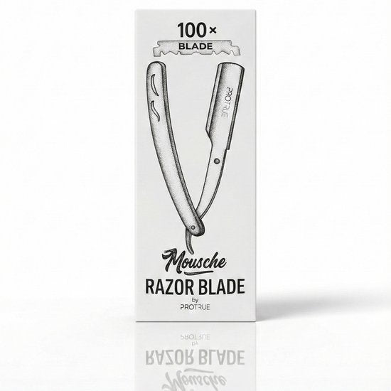 ProTrue Friseurmesser mit 100 Rasierklingen – Shavette (offenes Rasiermesser) – Klassisches Friseurmesser – Safety Razor – Straight Razor