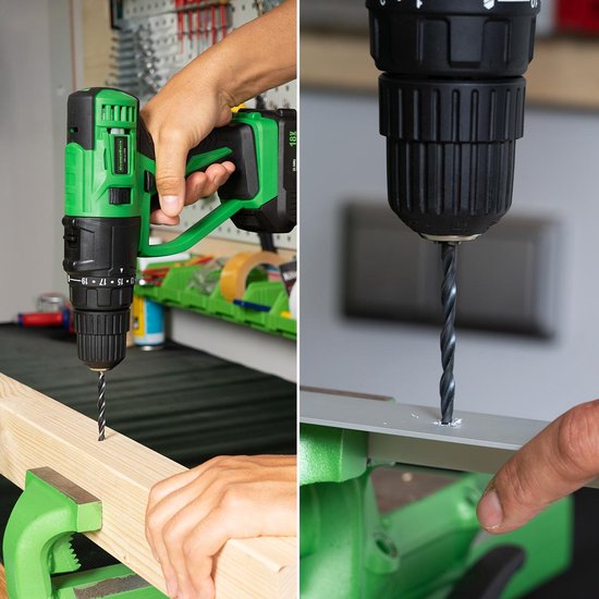 Hammersmith MultiTool-Set – 18 V – rotierendes und oszillierendes Akku-Multitool – Bohren, Schneiden, Sägen, Hobeln und Schleifen – umfangreiches Zubehörset und Koffer
