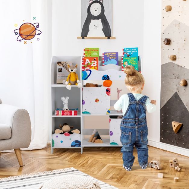 COAST Freistehende Kindergarderobe "Asteroid" 3-lagiges Kinderregal weiß