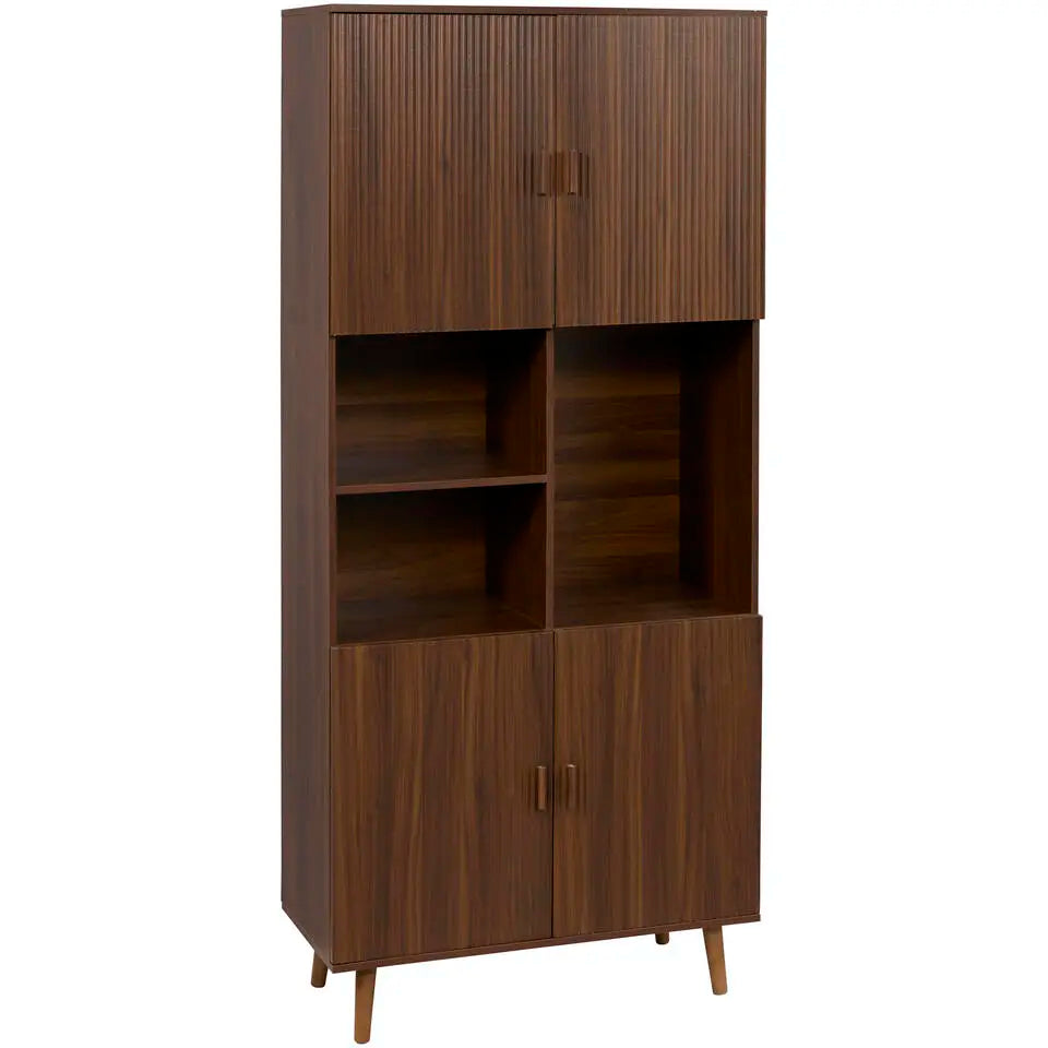 Imre Wandschrank Walnuss – 200 x 90 x 40 cm – Geschlossene und offene Stauräume