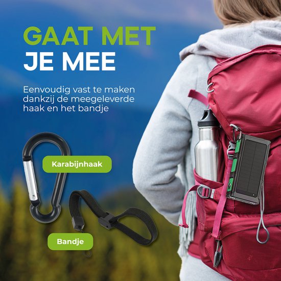 iSetchi Solar Powerbank 42800 mAh - Externer Akku - Notfallpaket - Solarstrom - Schnellladegerät - Mit Kompass und USB-C Kabel - Schnellladung 22.5W - Mit praktischer Taschenlampe - Grün/Schwarz