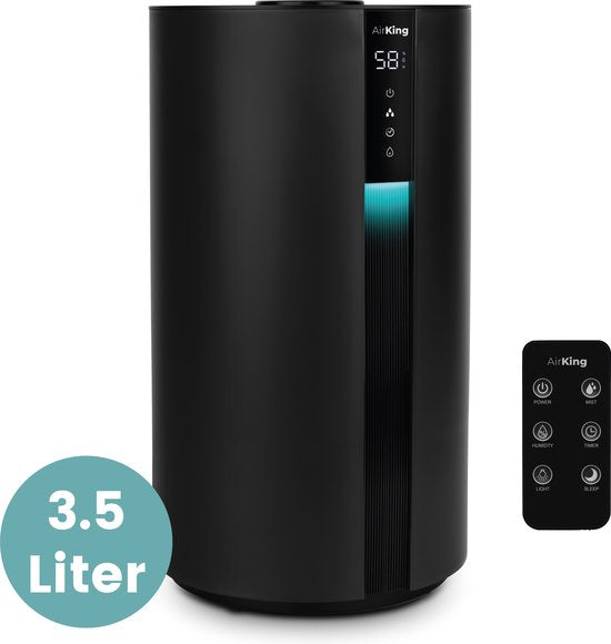 AirKing Luftbefeuchter - Schwarz - Topfill - 3,5 Liter - Hygrometer - Aroma