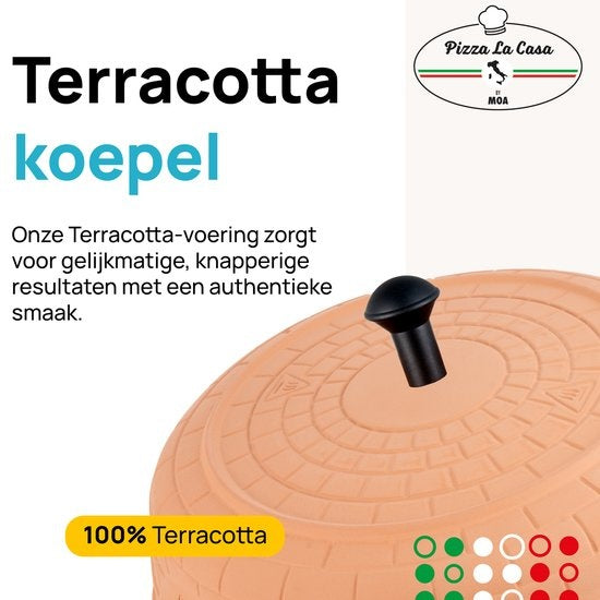 MOA Pizzarette - Pizzaofen - Pizza La Casa - 6 Personen - Backblech aus Edelstahl - Terracotta - P06