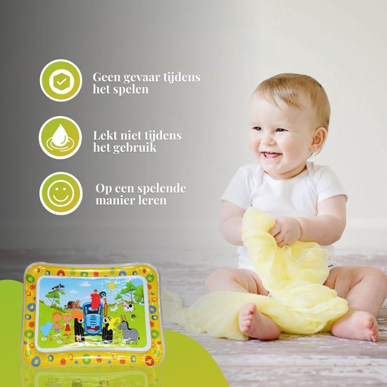 Tenify Wasser Spielmatte - Wasser Matte - Spielmatte - Aufblasbar - Tummy Time - Baby Spielzeug 0 Jahr - Baby Geschenk - Gelb
