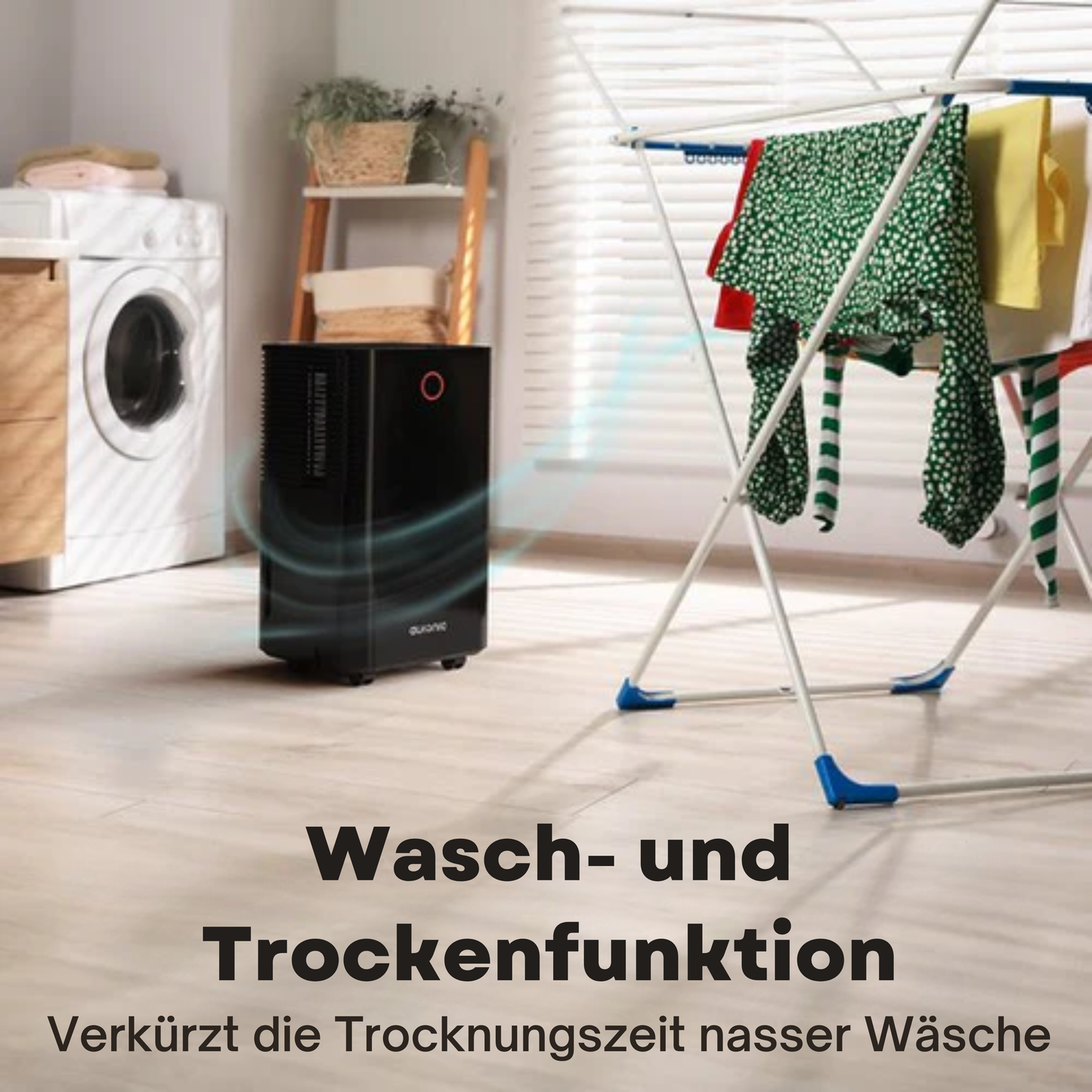 Auronic Luftentfeuchter - Compact Series - 12L pro Tag - Waschtrockenfunktion - Schlafzimmer, Badezimmer und Wohnzimmer - Feuchtigkeitsentferner für den Haushalt - Schwarz