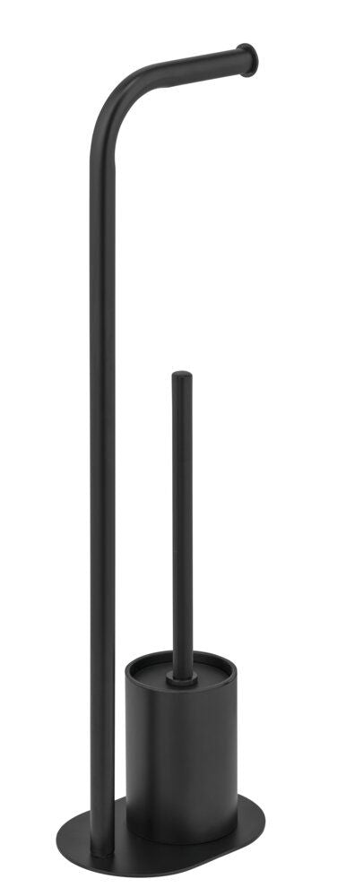 WENKO Levante WC-Set Schwarz – Standmodell – Edelstahl – 23 x 63 x 17 cm