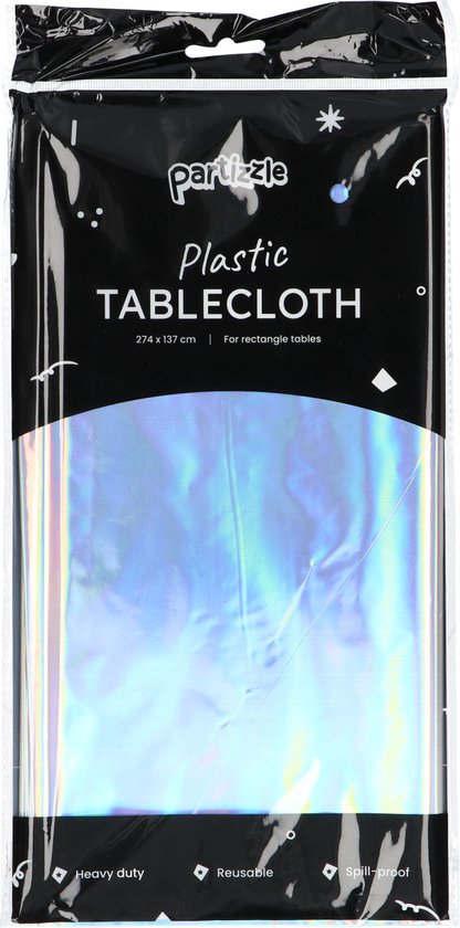 Partizzle 2x Plastik Einwegtischdecke - Einhorn Party Dekorationen - Meerjungfrau Geburtstag - Holographischer Regenbogen - 274 x 137 cm
