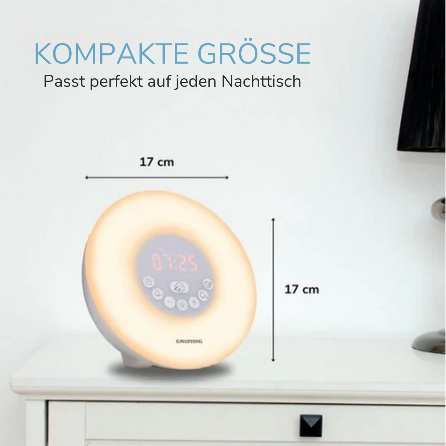 Grundig - Wake-Up Light - mit UKW-Radio - Lichtwecker mit Sonnenaufgangssimulation - 10 Naturtöne und Farblichter - Weiß